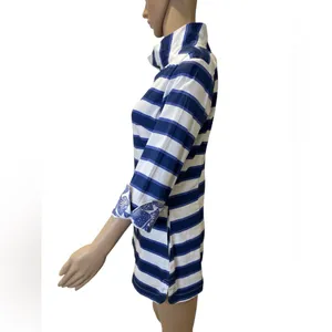 TIZZIE Striped Blue and White Tunic Top size M thumbnail 4