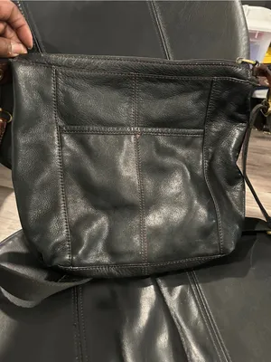 Fossil Dark black Leather Satchel with Brass Zipper Detail thumbnail 5