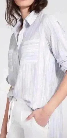 Athleta Button down top lightweight striped button down XL thumbnail 1