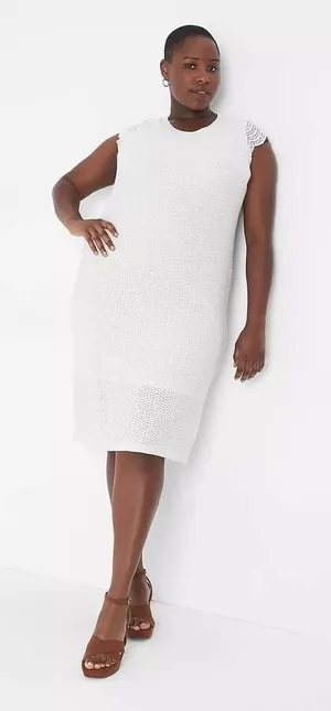 Lane‎ Bryant Birch Cream Crochet Knit Midi Dress Plus 22/24 Boho Chic Minimalist thumbnail 1