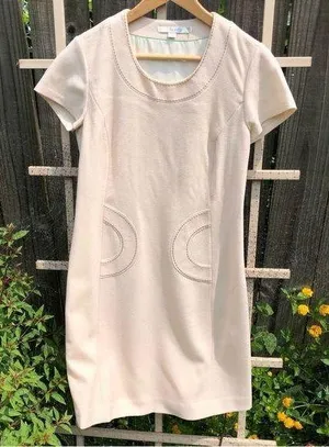 Boden Cream A-line short sleeve 100% wool dress 4R thumbnail 1