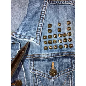 a.n.a Studded Denim Jacket Women M Distressed Trucker Punk Biker y2k‎ Western Cowgirl thumbnail 12