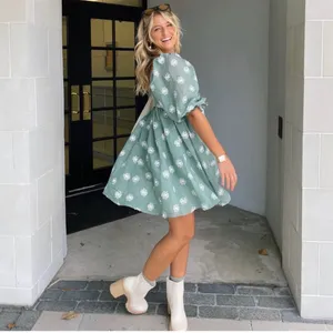 These Three Boutique Green Flower Dress thumbnail 1