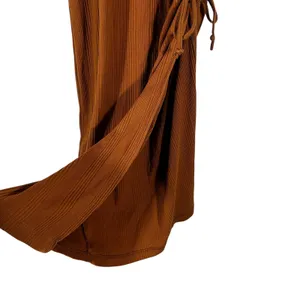 Aerie Ribbed Side Drawstring Bodycon Midi Dress Rust Brown Casual Size XS thumbnail 4