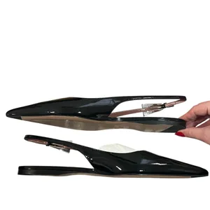 NEW NIB Paris Texas Jessica Western Slingback Flat 10 In Black Patent Leather thumbnail 9
