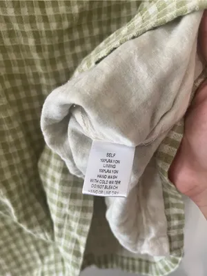 Sage Green White Gingham Puff Sleeve Mini Dress Large Cottagecore Western Farm thumbnail 5