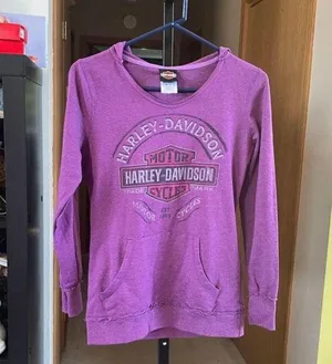 Women's Harley-Davidson Purple White Logo Hoodie XS thumbnail 1