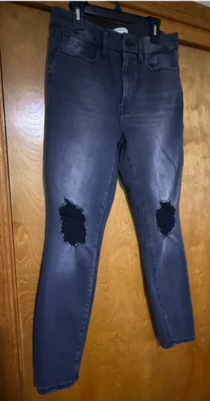 Good American Always Fits Black Distressed Skinny Jeans 6-12 thumbnail 7