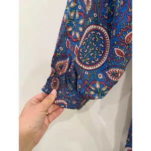 Natural Life Blue Paisley Floral Boho Mini Dress Smocked Sleeve Women Small thumbnail 5