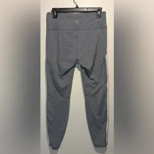 Athleta High Rise Chaturanga Leggings Heathered Grey White Side Stripe Size M thumbnail 3