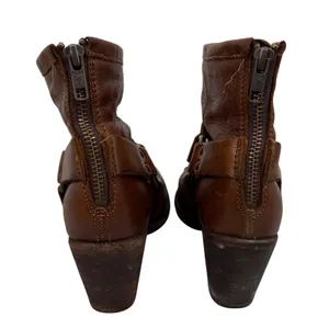 Frye Tabitha Phillip Harness Brown Leather Ankle Boots Back Zip 7 B Western Boho thumbnail 4
