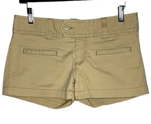 Y2K Vintage American Eagle Khaki Low Rise Mini Shorts Stretch Cotton Chino thumbnail 1