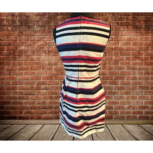 J. Crew Striped Sleeveless Sheath Dress Size‎ 2 Red Blue White Black thumbnail 3