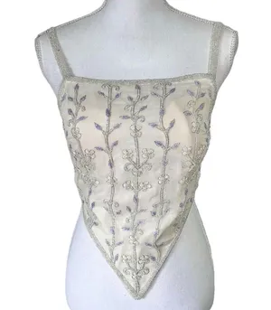 Vintage Silk Beaded Top Purple thumbnail 1