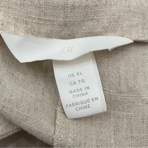 H&M Beige Linen Blend V Neck Button Front Jumpsuit Romper Size XL thumbnail 13