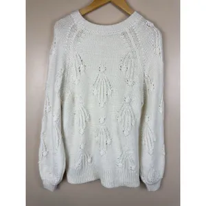 GAP Women’s Chunky Cable Pointelle Popcorn Knit Crewneck Sweater Size S Tall thumbnail 7