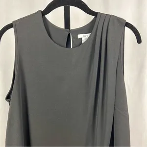 bar III Dress Womens Medium Black Drapey Sleeveless Keyhole Button Cocktail Midi thumbnail 3