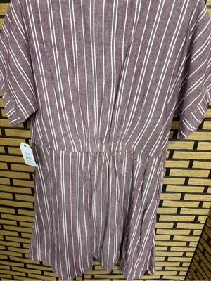 Time and tru burgundy stripe fit and flare dress size large thumbnail 6