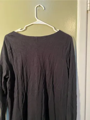 Susina Womens Size Large Long Sleeve T-Shirt Black Burnout Ruffle Hem Semi-Sheer thumbnail 6