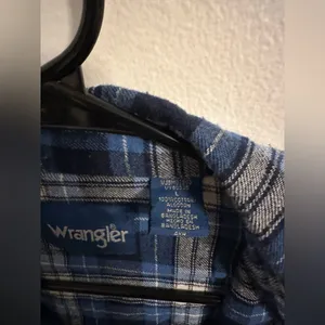 Wrangler Womens Long Sleeve Western Blue Plaid Pearl Snap Shirt Large thumbnail 3