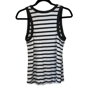 Old‎ Navy Black & White Striped Tank Top Sleeveless Ribbed Medium thumbnail 2