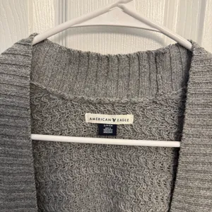 American Eagle Gray Waffle Knit Open Front Cardigan thumbnail 3