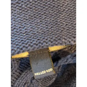 Lands End Drifter Womens XL Blue Cable Knit Cotton Sweater Raw Neck Distressed thumbnail 6