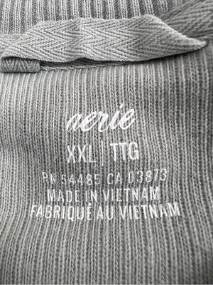 Aerie New Love Corded Cropped Crew Sweatshirt - Stone Gray thumbnail 2