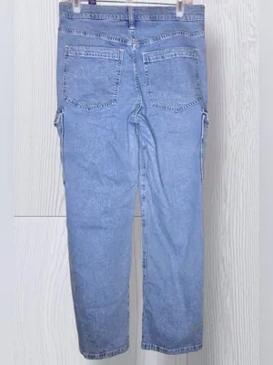 GAP '90s Womens Loose Cargo Jeans – Light Wash Mid-Rise Utility Denim – Size 29 thumbnail 4