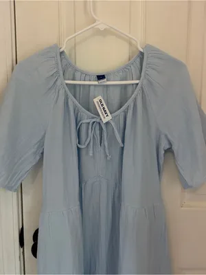 NWT!! Old Navy Crinkle Gauze Flutter-Sleeve Mini Swing Dress in Light Blue thumbnail 5