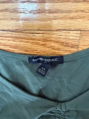 ☀️Banana Republic Olive Green Ruched Crop Top thumbnail 2