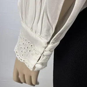 & Other Stories High Neck‎ Long Puff Sleeve Blouse Size 6 Soft White Victorian thumbnail 4