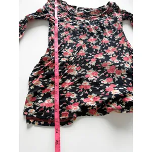 Free People Floral Scoop Neck Long Sleeve Top Black Pink Cotton Small thumbnail 6