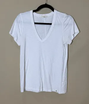 Rag & Bone Semi Sheer V Neck Short Sleeve Tee T Shirt White Size Small thumbnail 1