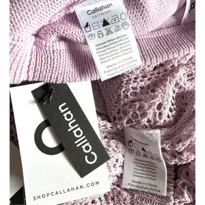 NWT Callahan Knitwear x Revolve Lilac Purple Heart Open Knit Top Brief Short Set thumbnail 8