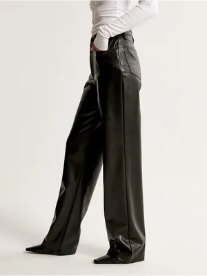 Abercrombie & Fitch Vegan Leather High Rise Loose Pant in Black Size 28 / 6 NWT thumbnail 4