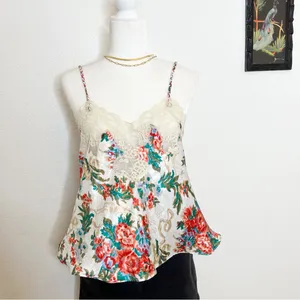 Vintage Victoria's Secret floral lace satin cami M/L thumbnail 2