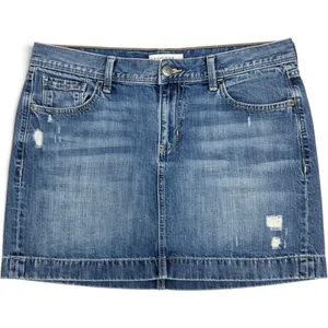 Old Navy Distressed Denim Mini Skirt Medium Wash Blue Cotton Size 12 thumbnail 1