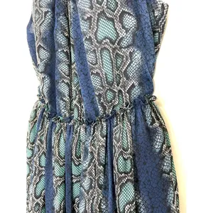 SUNDANCE Catalog Python Snake Print Lined Halter Dress Size Small Blue Ruffles thumbnail 3