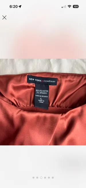 New York & Company Burnt Orange/Rust Satin Cami Top Size L Y2K 1990's Going Out Party Day-to-Night Classy Layers Resort Vacation Date Night Silky thumbnail 3