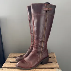 Born Poly Tall Heeled Distressed‎ Riding Boots 7.5 thumbnail 2