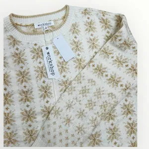 Workshop Republic Clothing Womens Sweater Size S Fair Isle Cream Gold Cozy thumbnail 2