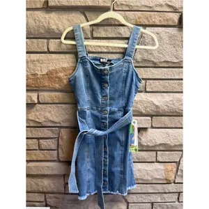 rewash Button-Front Denim Dress with Waist Tie blue small nwt thumbnail 2