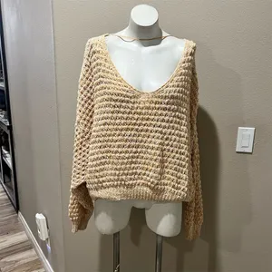 Free People Women's XL Standard V-Neck Pullover Sweater Multicolor Casual Knit thumbnail 7