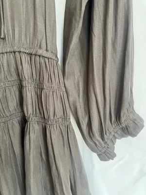 Mustard Seed Charcoal Gray Pleated Tiered Mini Dress thumbnail 6