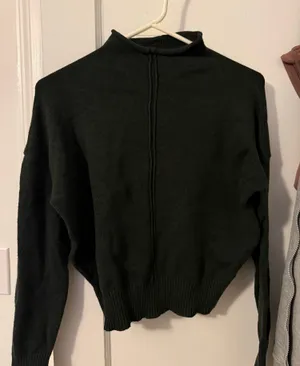 Who What Wear dark green mockneck sweater thumbnail 1