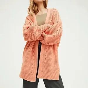 Free People Peach Orange Nightingale Chunky Long Cardigan‎ Sweater Small NWOT thumbnail 11