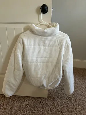 SheIn White Corduroy Puffer Jacket thumbnail 4