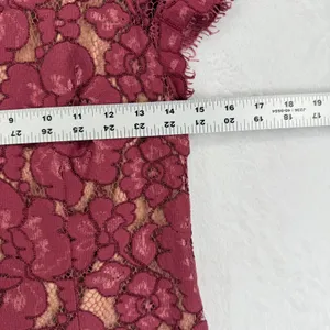 WAYF Aubergine Lace Dress Floral Cap‎ Sleeve Lined Party Cocktail Small thumbnail 2