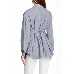 Free‎ People All Who Wander Blue Stripe Wrap Long Sleeve M thumbnail 2